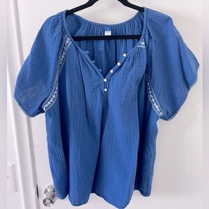 Old Navy Gauze top with white embroidery